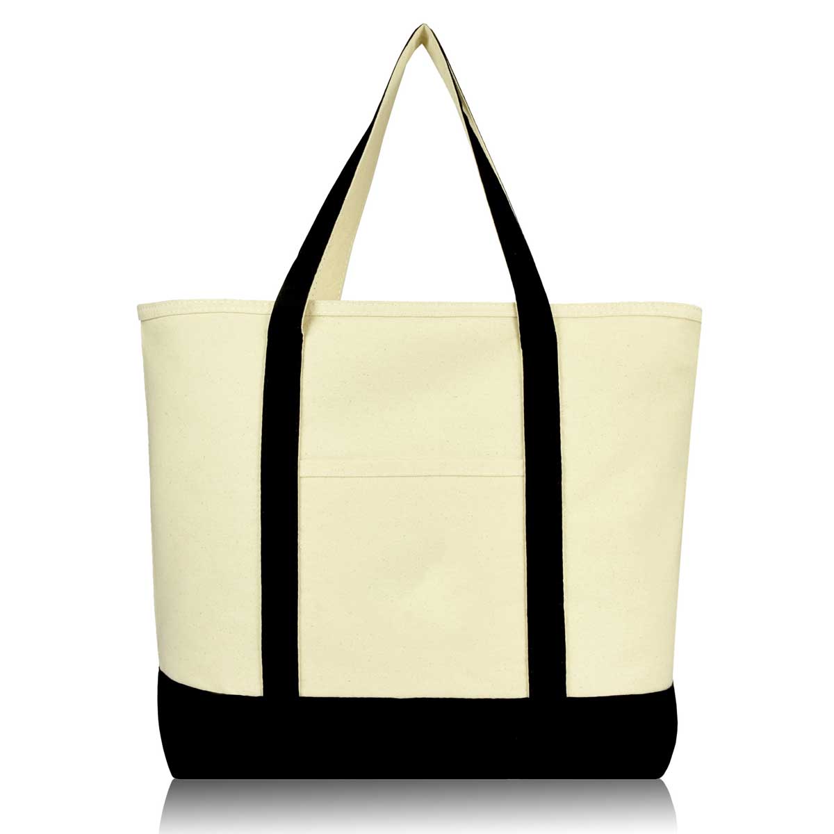 Dalix 22" Cotton Canvas Tote Bag (Zippered Top)