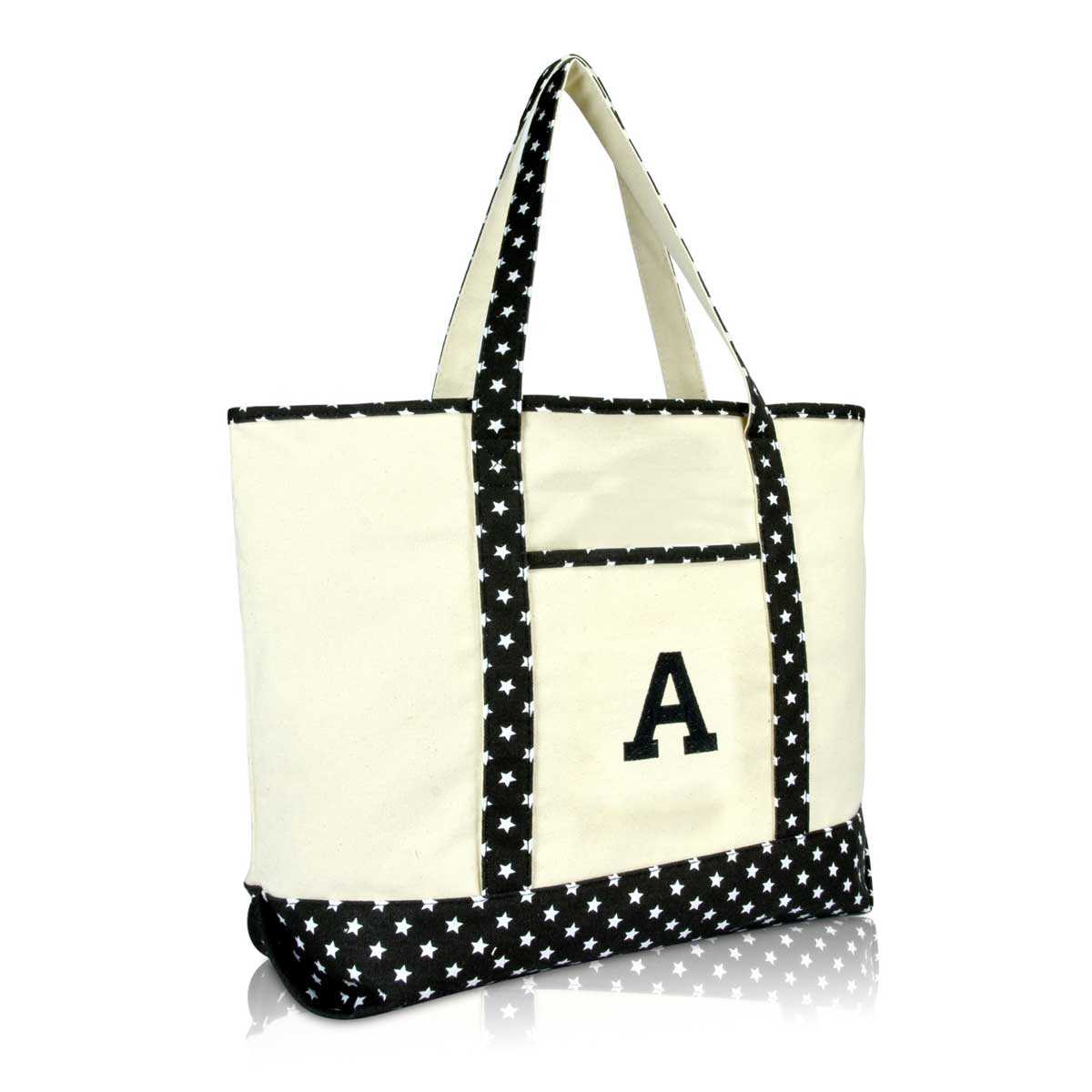 Dalix Initial Tote Bag Personalized Monogram Zippered Top Letter - A