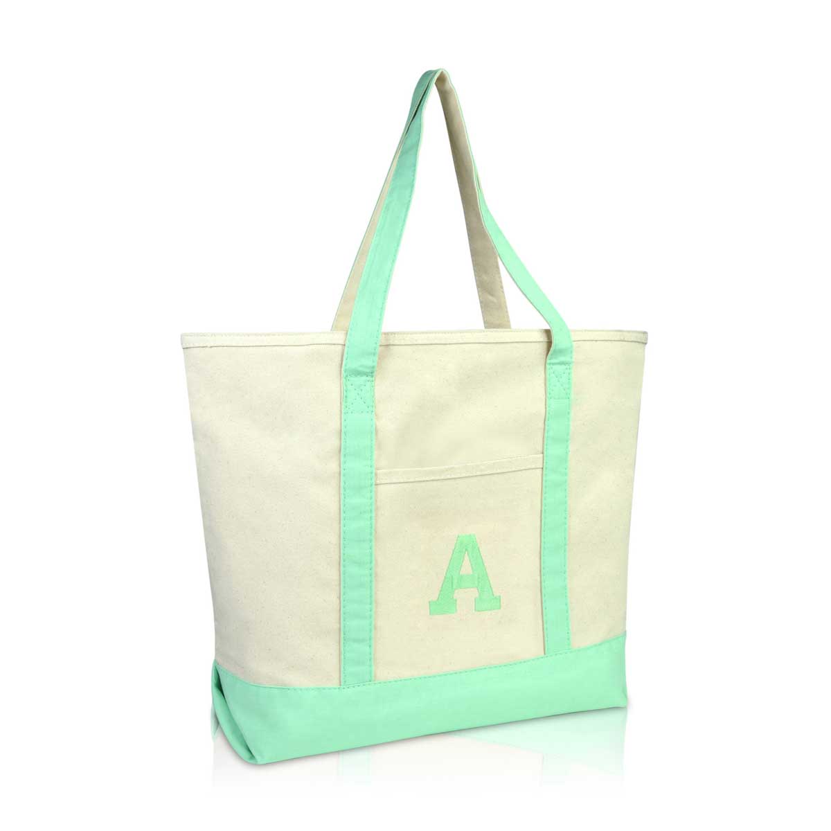 Dalix Initial Tote Bag Personalized Monogram Zippered Top Letter - A