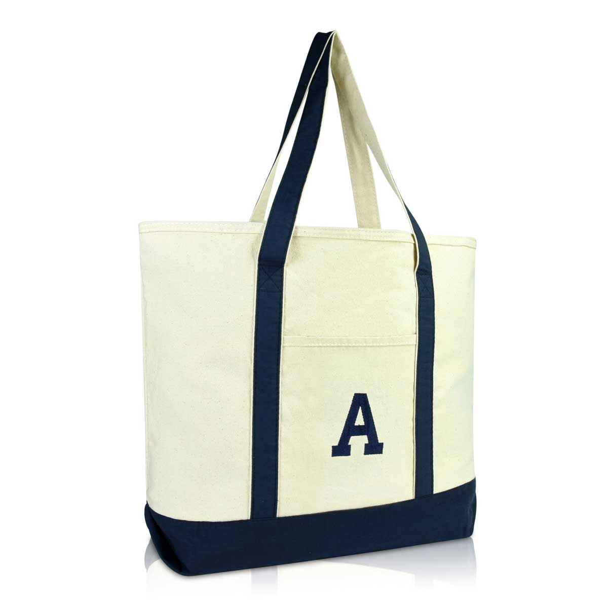 Dalix Initial Tote Bag Personalized Monogram Zippered Top Letter - A