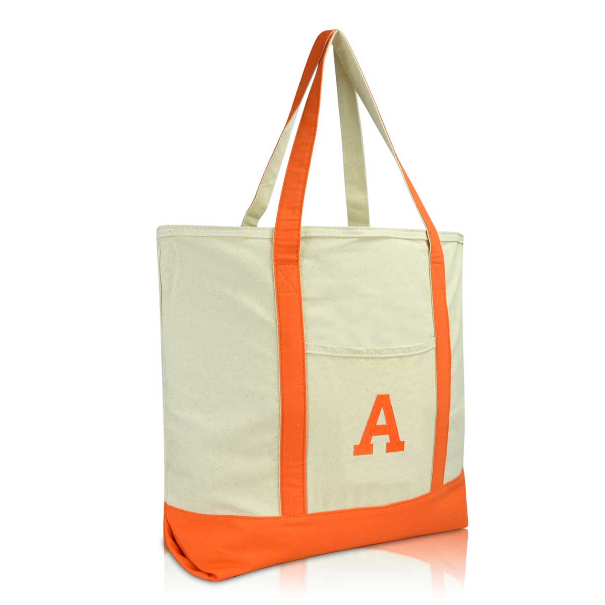 Dalix Initial Tote Bag Personalized Monogram Zippered Top Letter - A