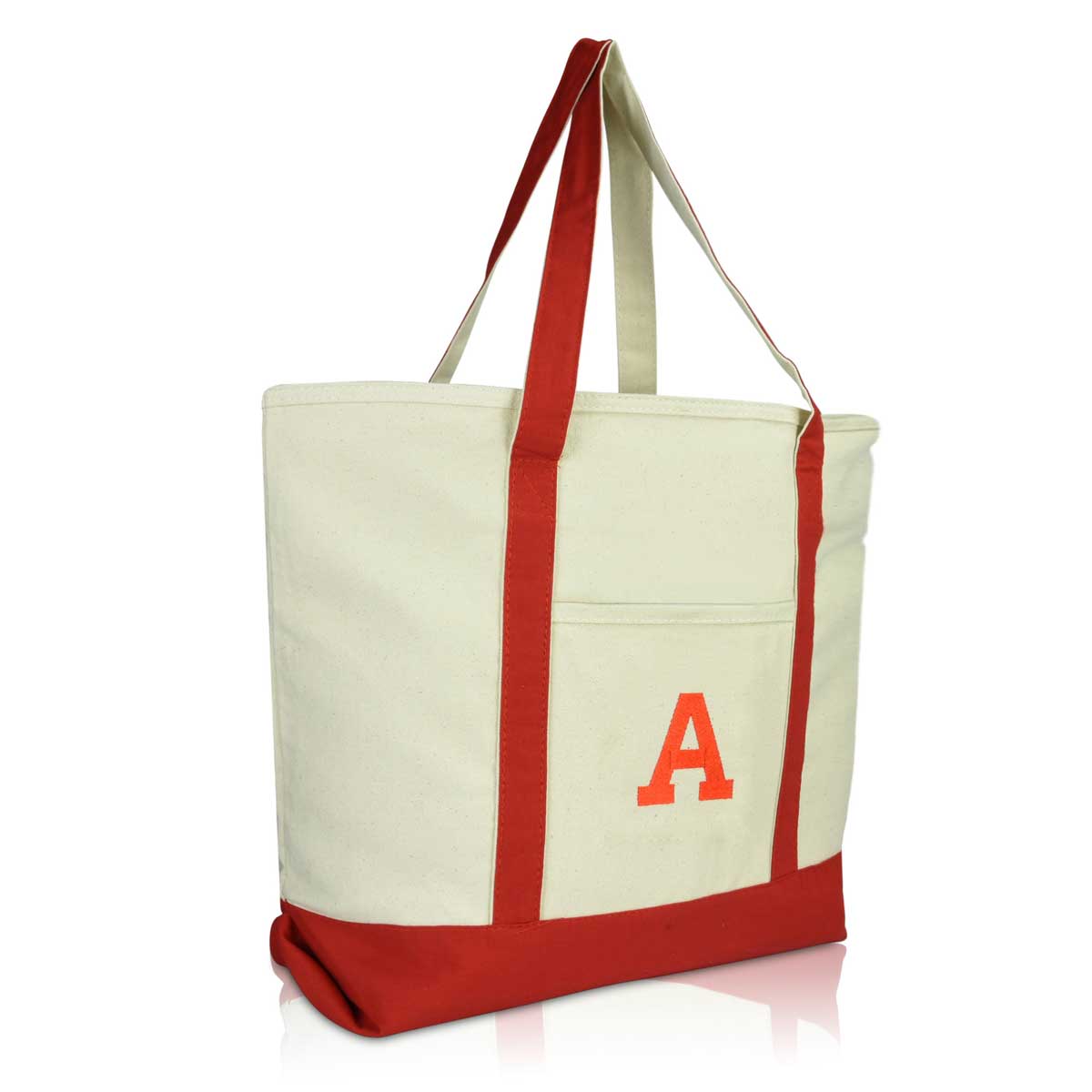 Dalix Initial Tote Bag Personalized Monogram Zippered Top Letter - A