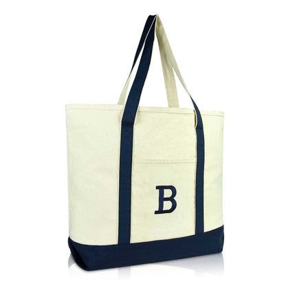 Dalix Initial Tote Bag Personalized Monogram Zippered Top Letter - B