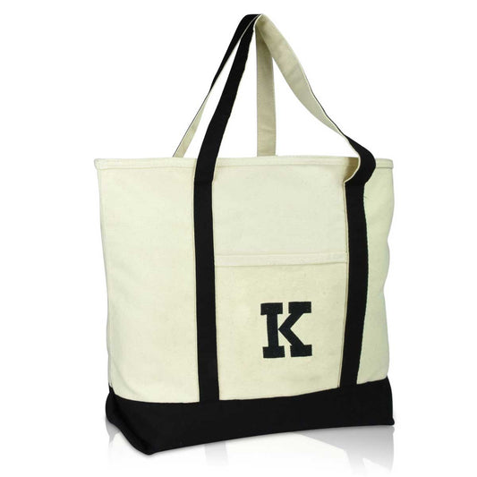 Dalix Initial Tote Bag Personalized Monogram Zippered Top Letter - K