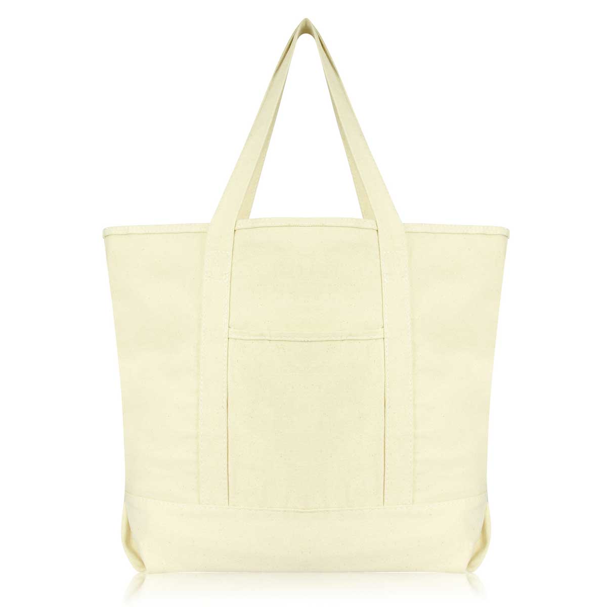 Dalix 22" Cotton Canvas Tote Bag (Zippered Top)