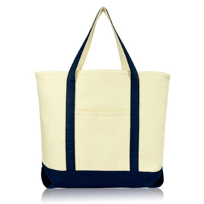 Dalix 22" Cotton Canvas Tote Bag (Zippered Top)