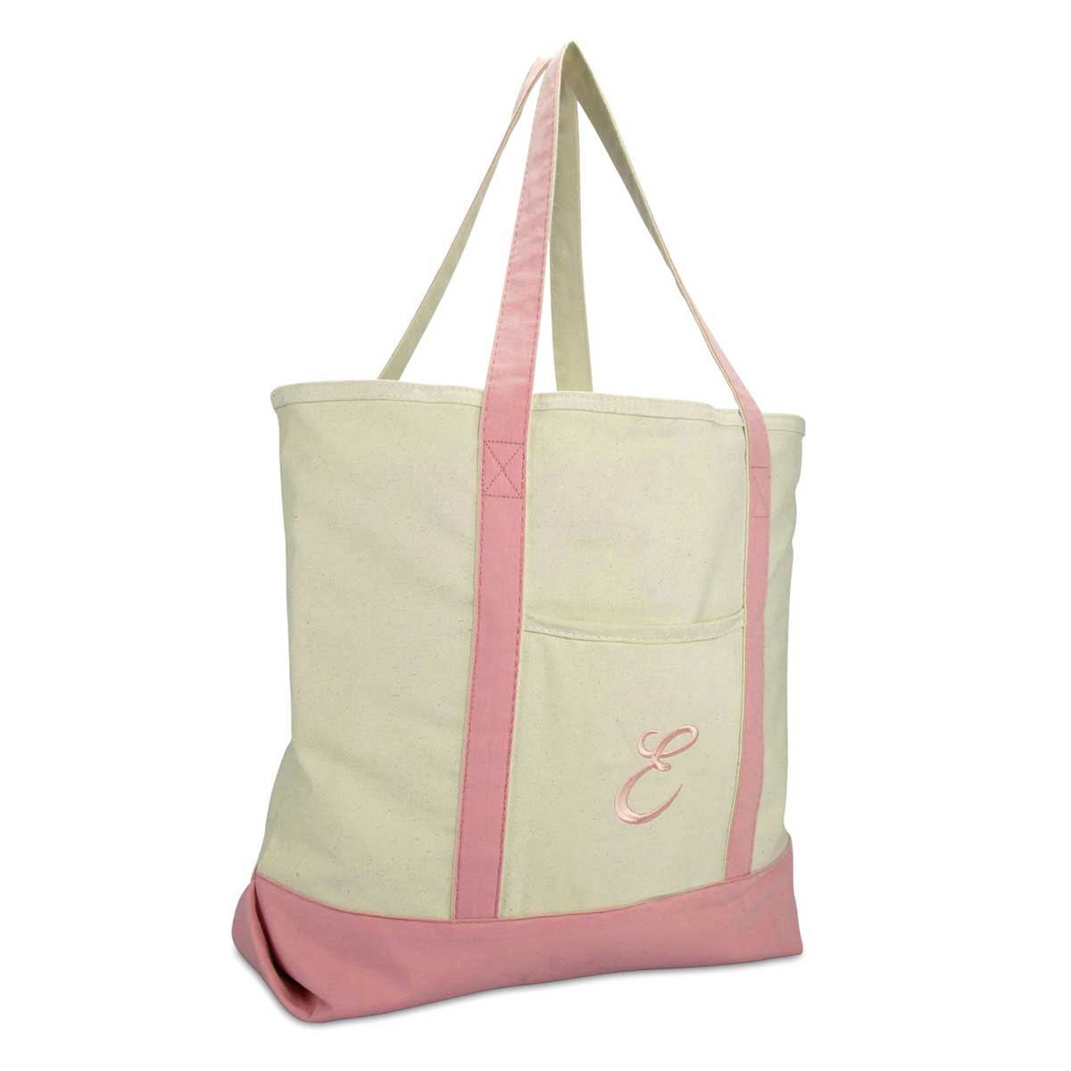 Dalix Personalized Shopping Tote Bag Monogram Pink Initial Zippered Letter A-Z