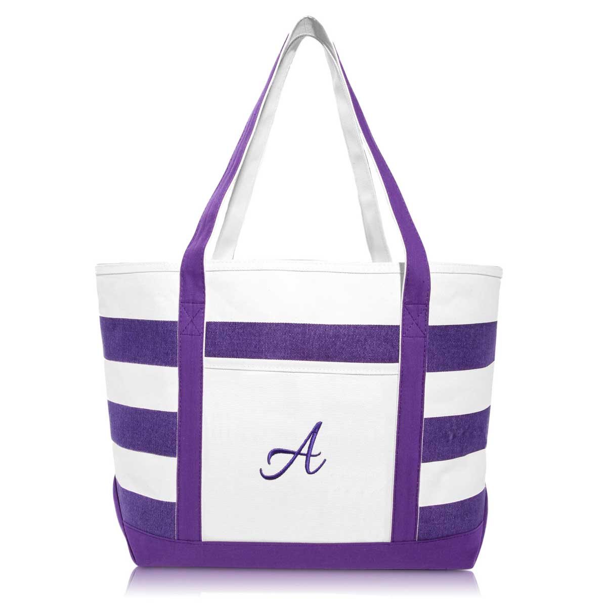 Dalix Monogrammed Beach Bag and Totes for Women Personalized Gifts Purple A-Z