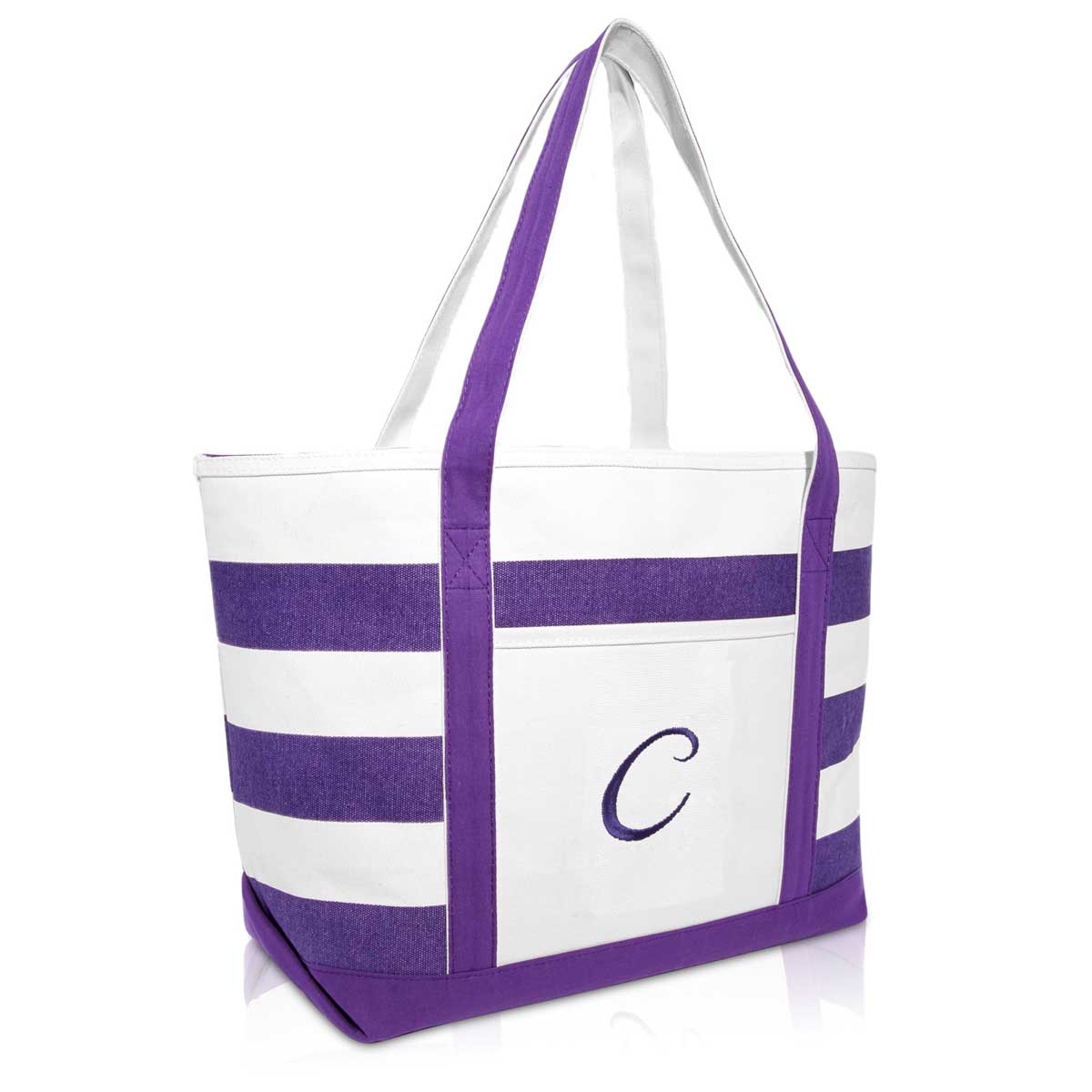 Dalix Monogrammed Beach Bag and Totes for Women Personalized Gifts Purple A-Z