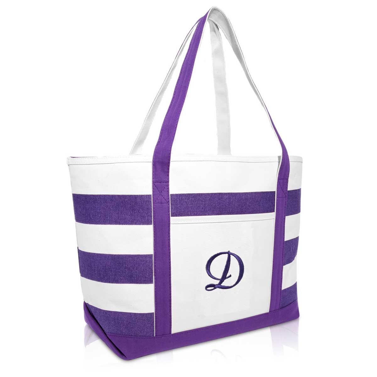 Dalix Monogrammed Beach Bag and Totes for Women Personalized Gifts Purple A-Z