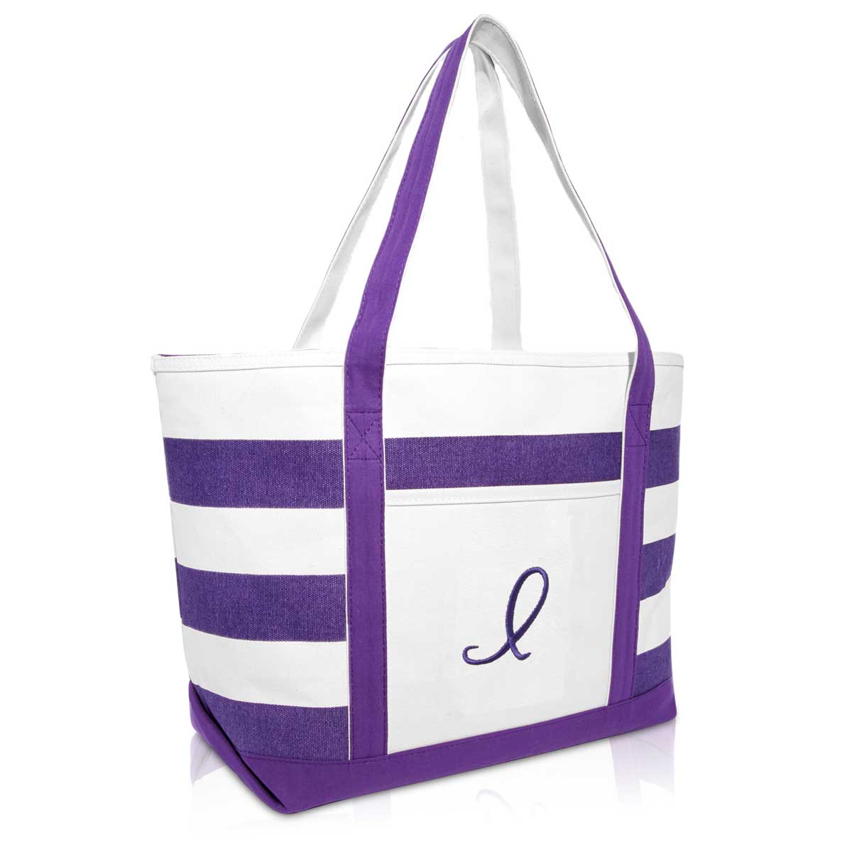 Dalix Monogrammed Beach Bag and Totes for Women Personalized Gifts Purple A-Z