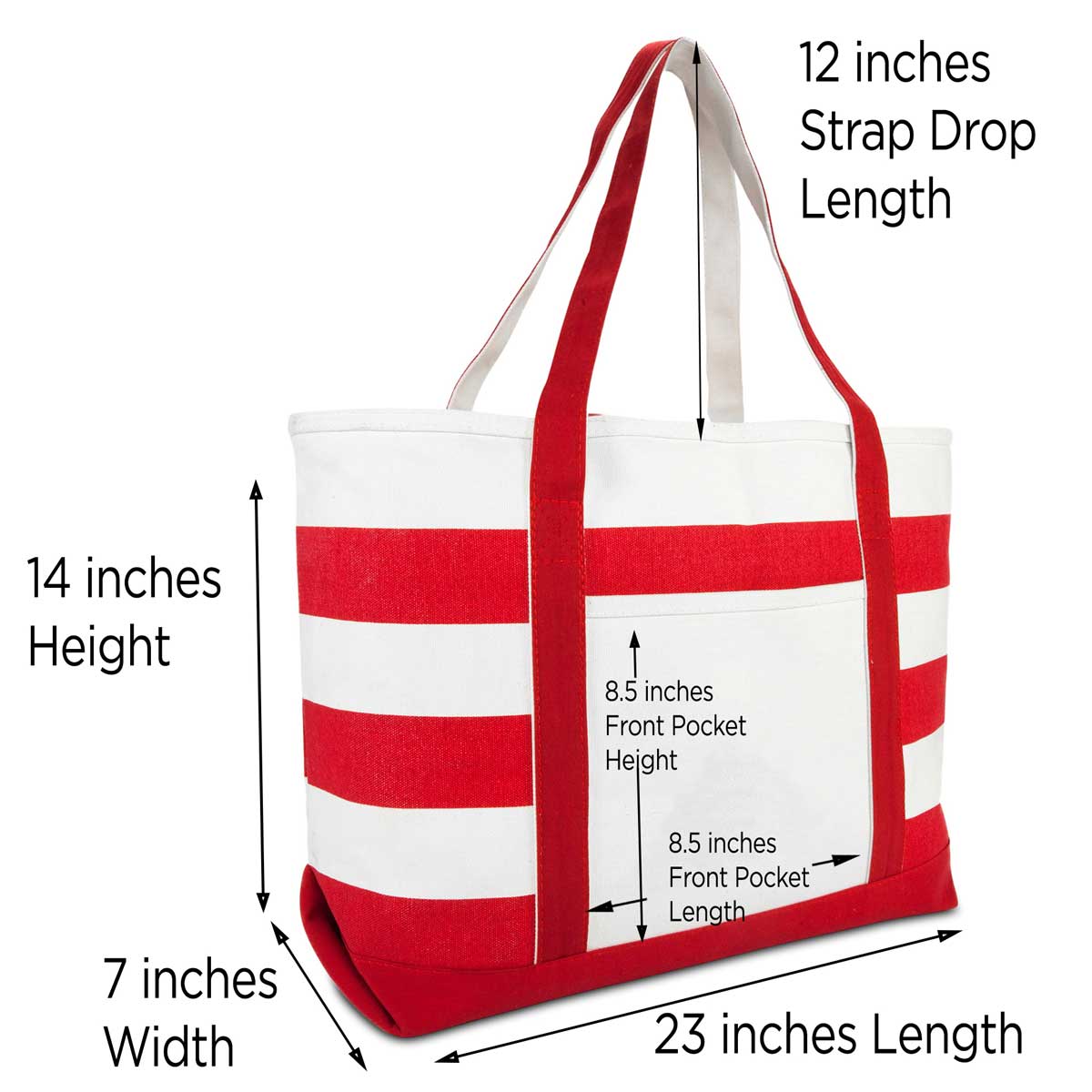 Dalix Beach Tote Bag Shoulder Bags Striped Monogrammed Red Ballent Letter A-Z