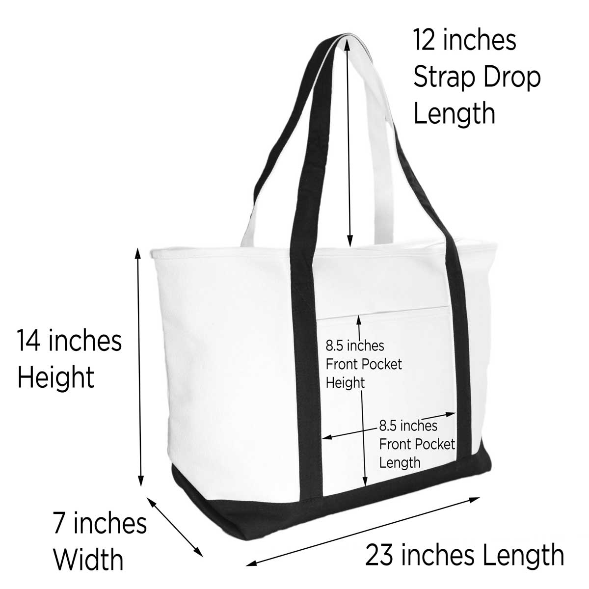 Dalix Initial A-Z Premium Tote Bag in Black
