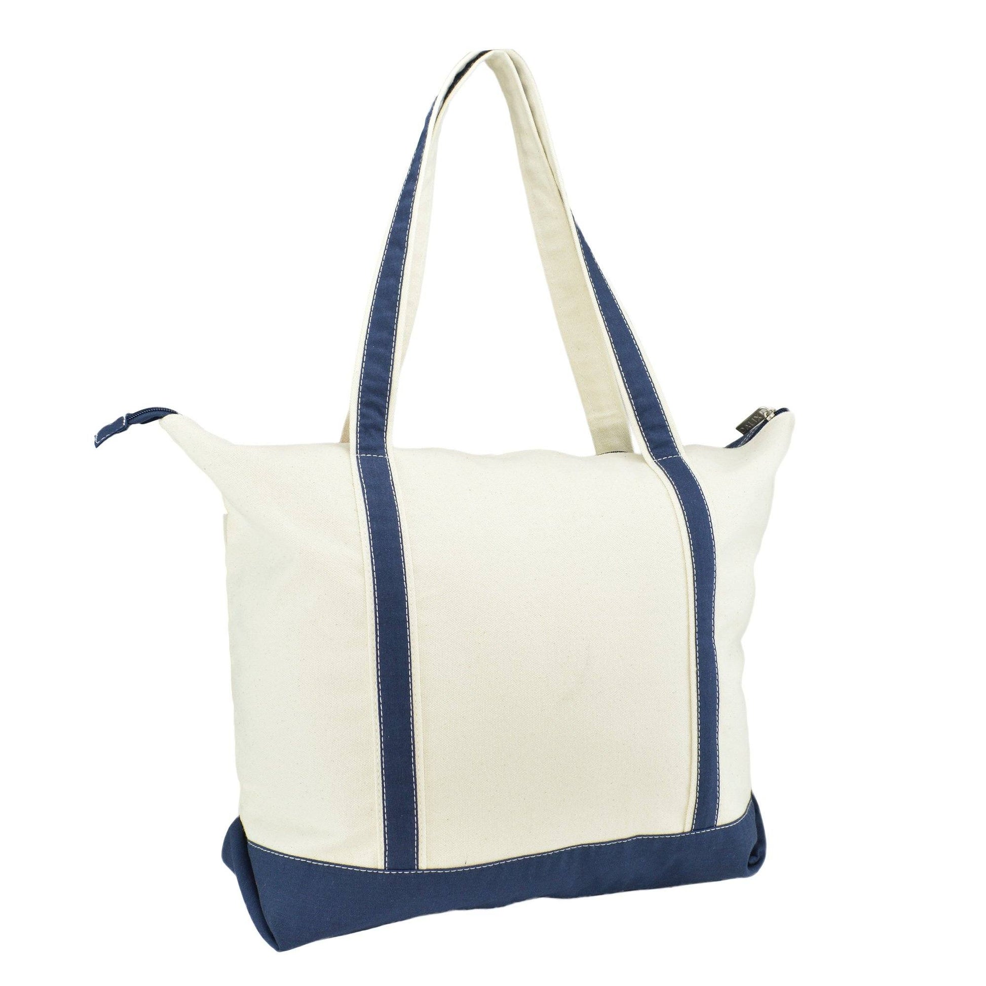 DALIX Stars and Stripes Zippered Cotton Canvas USA Shopping Totes DALIX