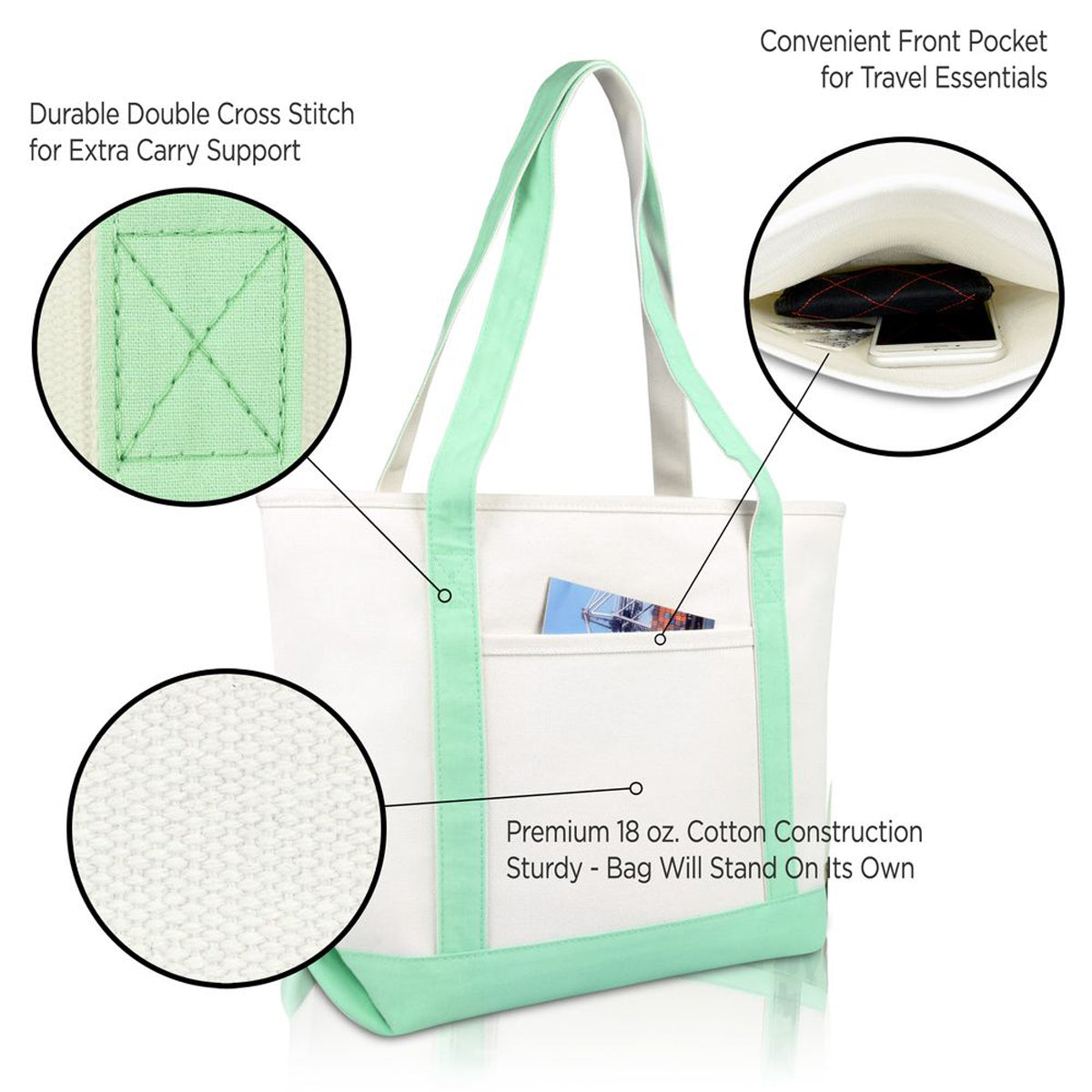 Dalix Daily Shoulder Tote Bag Premium Cotton Canvas