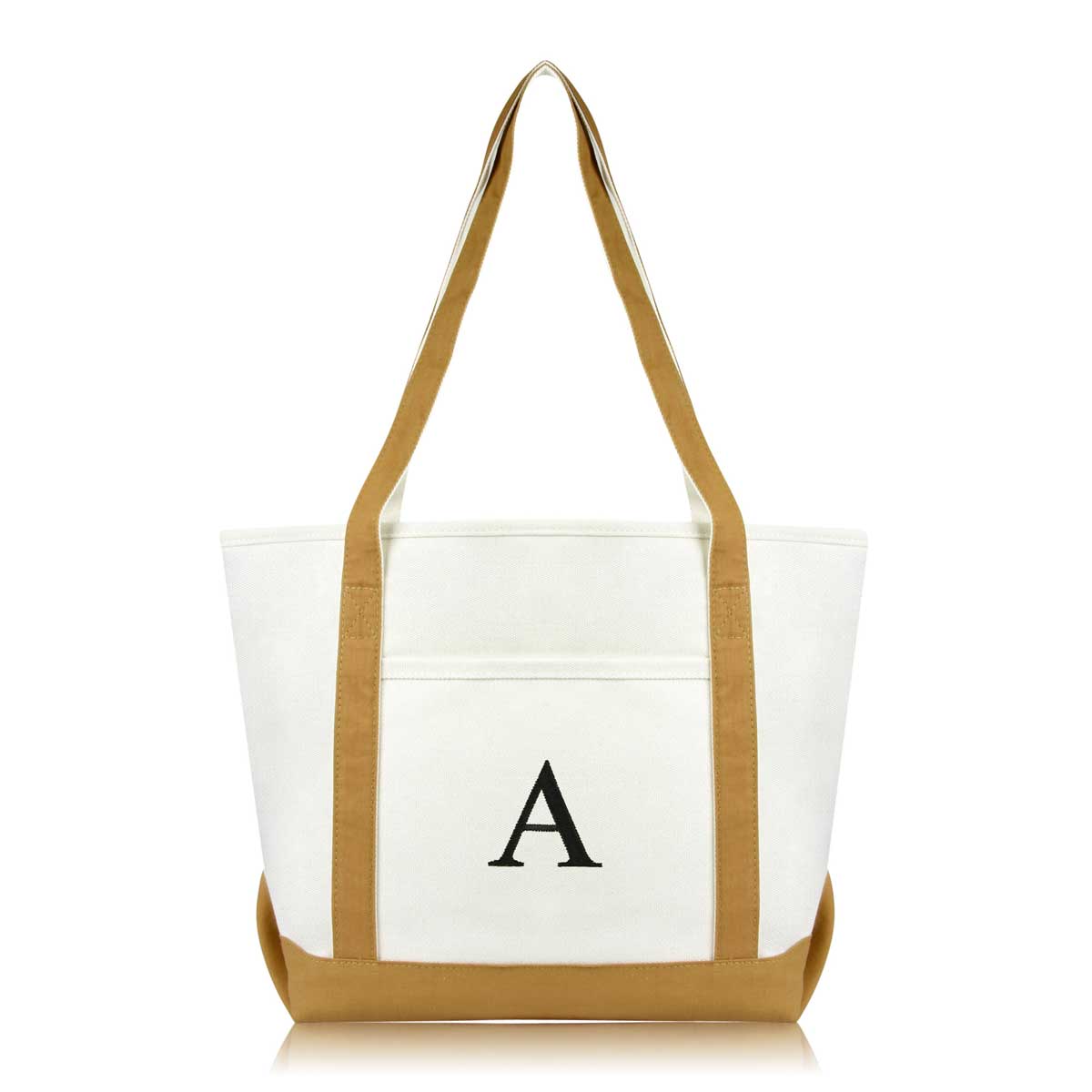 Dalix Medium Personalized Tote Bag Monogrammed Initial Letter - A
