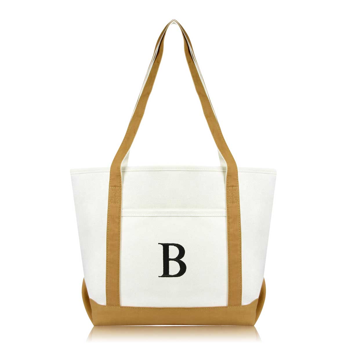 Dalix Medium Personalized Tote Bag Monogrammed Initial Letter - B