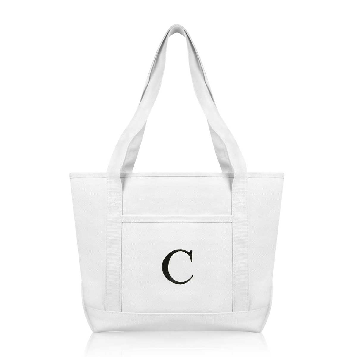 Dalix Medium Personalized Tote Bag Monogrammed Initial Letter - C