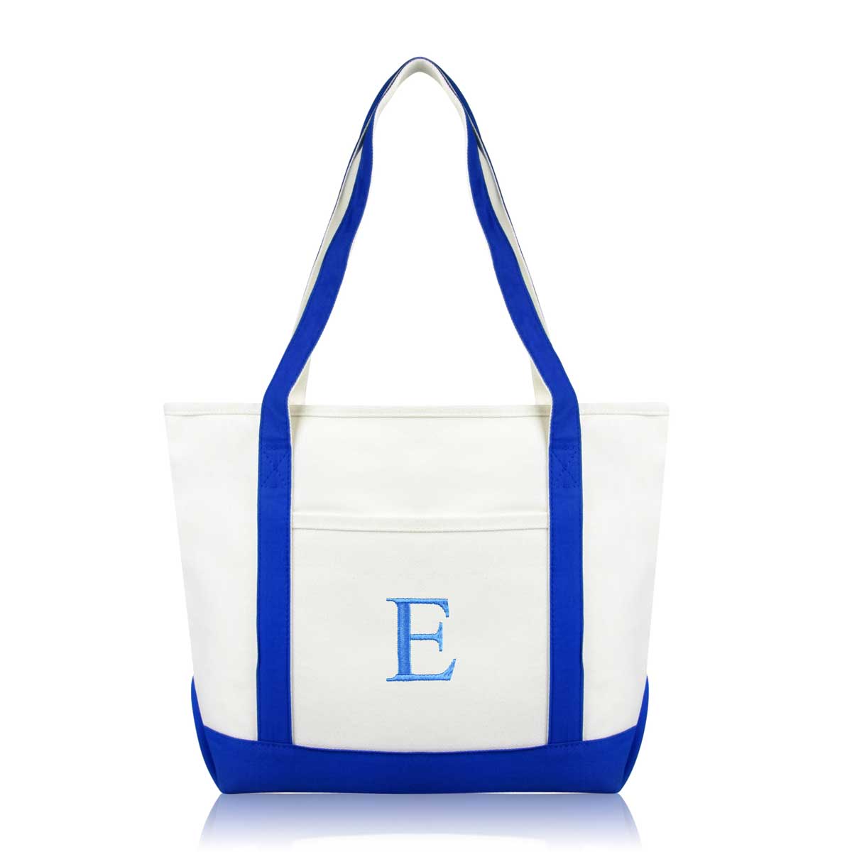 Dalix Medium Personalized Tote Bag Monogrammed Initial Letter - E