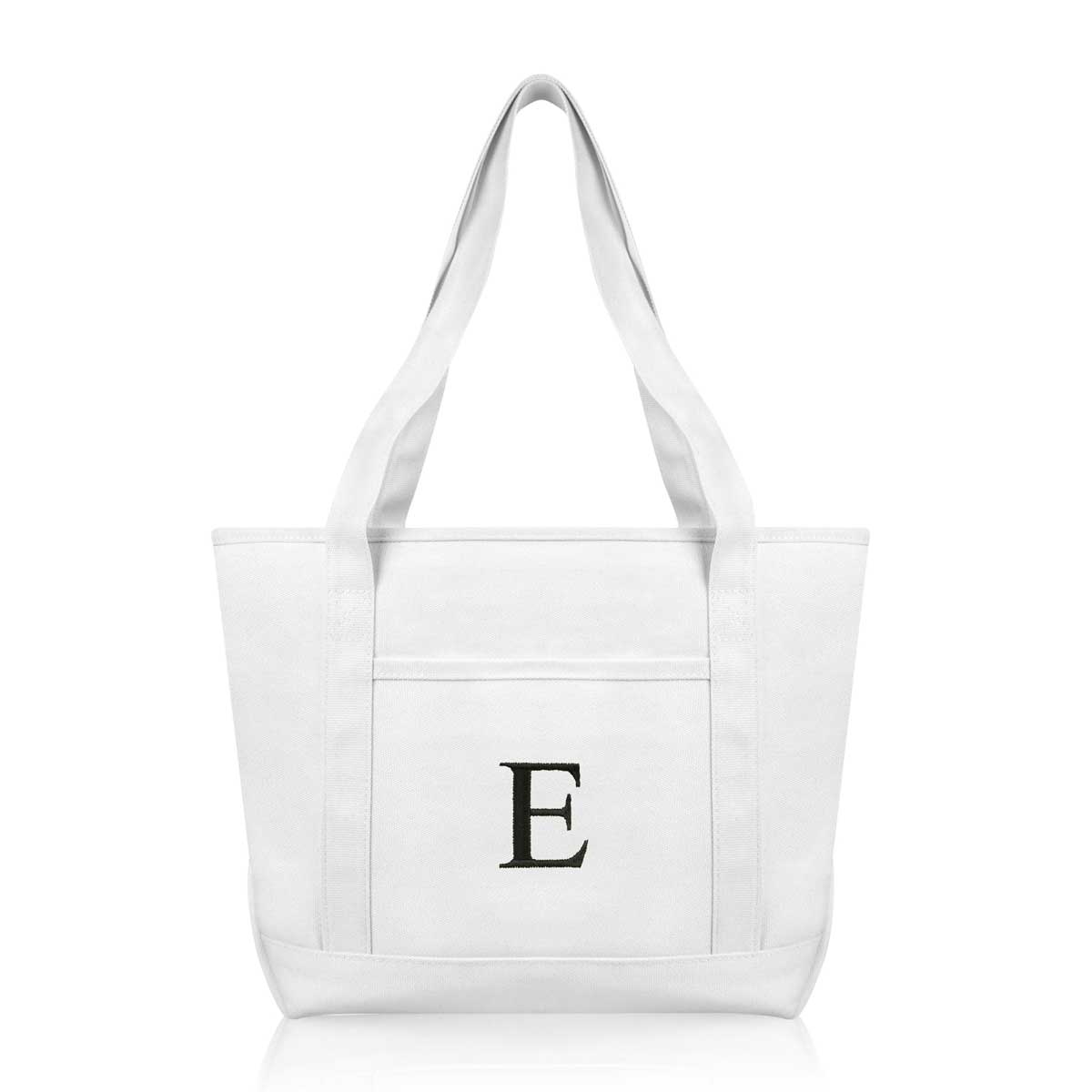 Dalix Medium Personalized Tote Bag Monogrammed Initial Letter - E