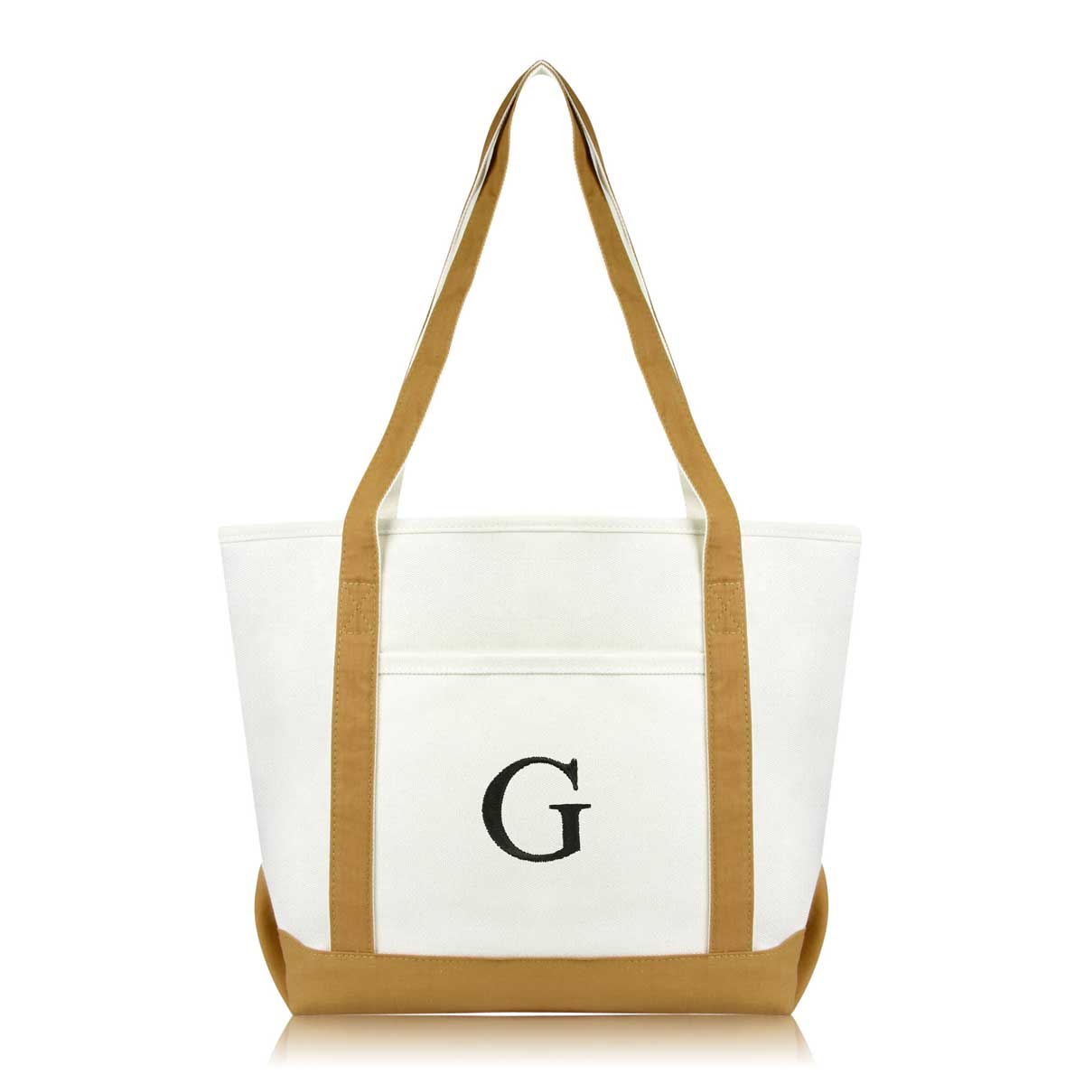 Dalix Medium Personalized Tote Bag Monogrammed Initial Letter - G