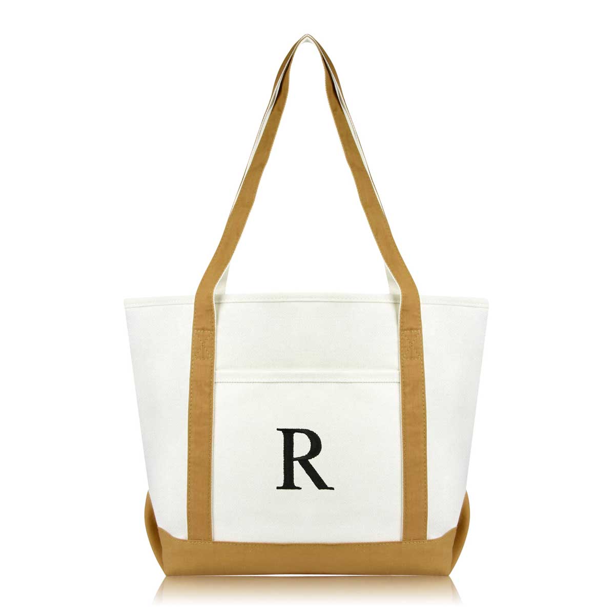 Dalix Medium Personalized Tote Bag Monogrammed Initial Letter - R