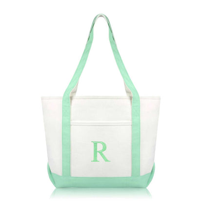 Dalix Medium Personalized Tote Bag Monogrammed Initial Letter - R