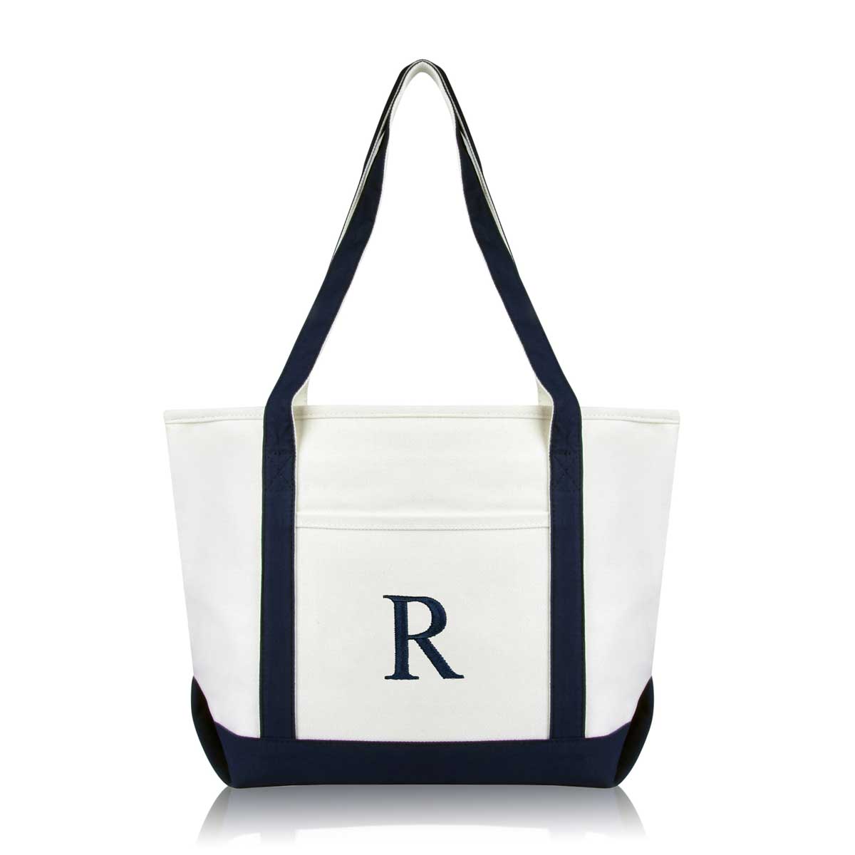 Dalix Medium Personalized Tote Bag Monogrammed Initial Letter - R