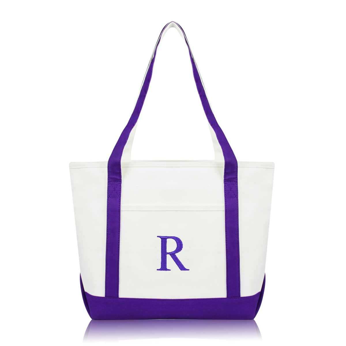 Dalix Medium Personalized Tote Bag Monogrammed Initial Letter - R