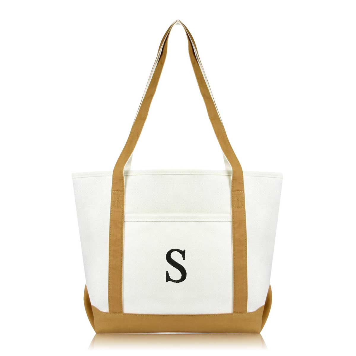 Dalix Medium Personalized Tote Bag Monogrammed Initial Letter - S
