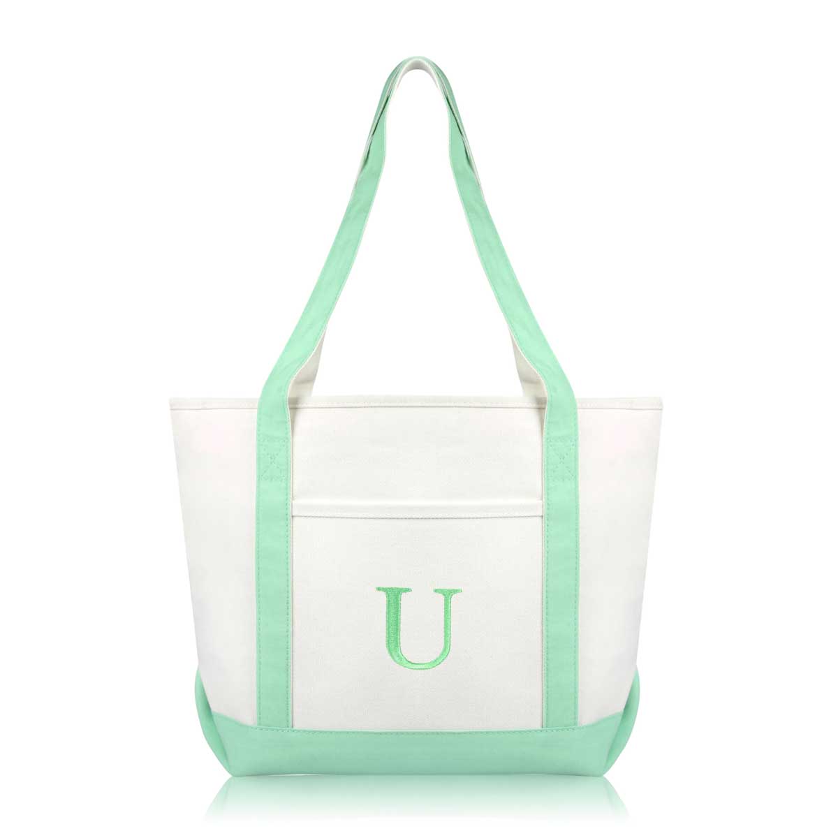 Dalix Medium Personalized Tote Bag Monogrammed Initial Letter - U