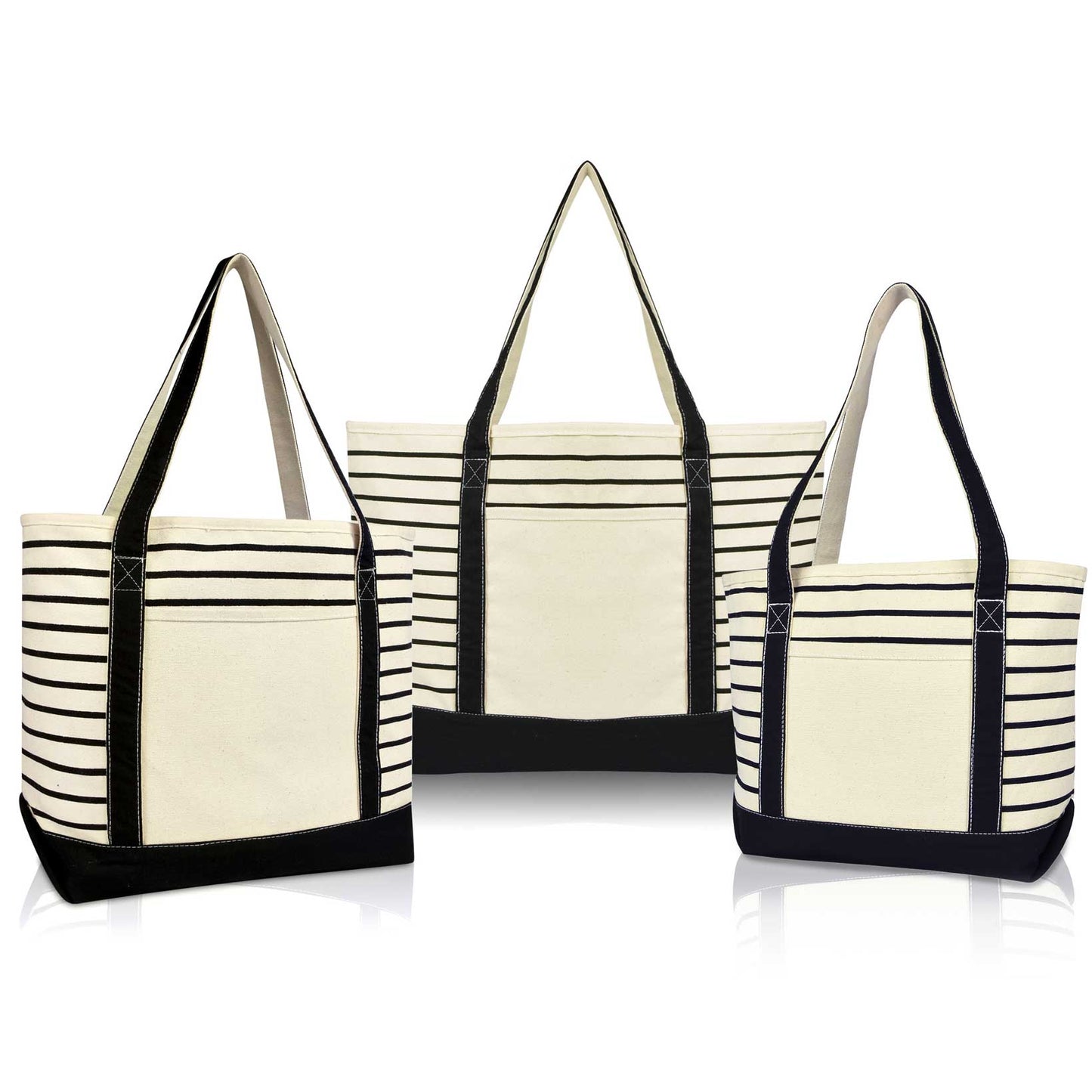 Dalix Striped Soft Tote (Set of 3)