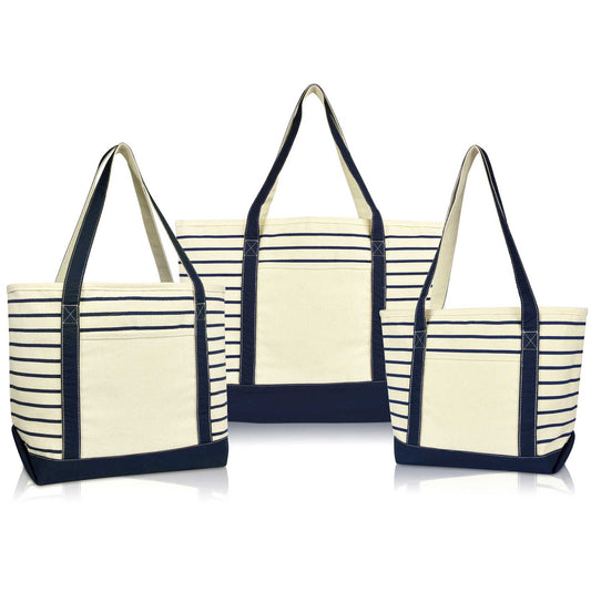 Dalix Striped Soft Tote (Set of 3)