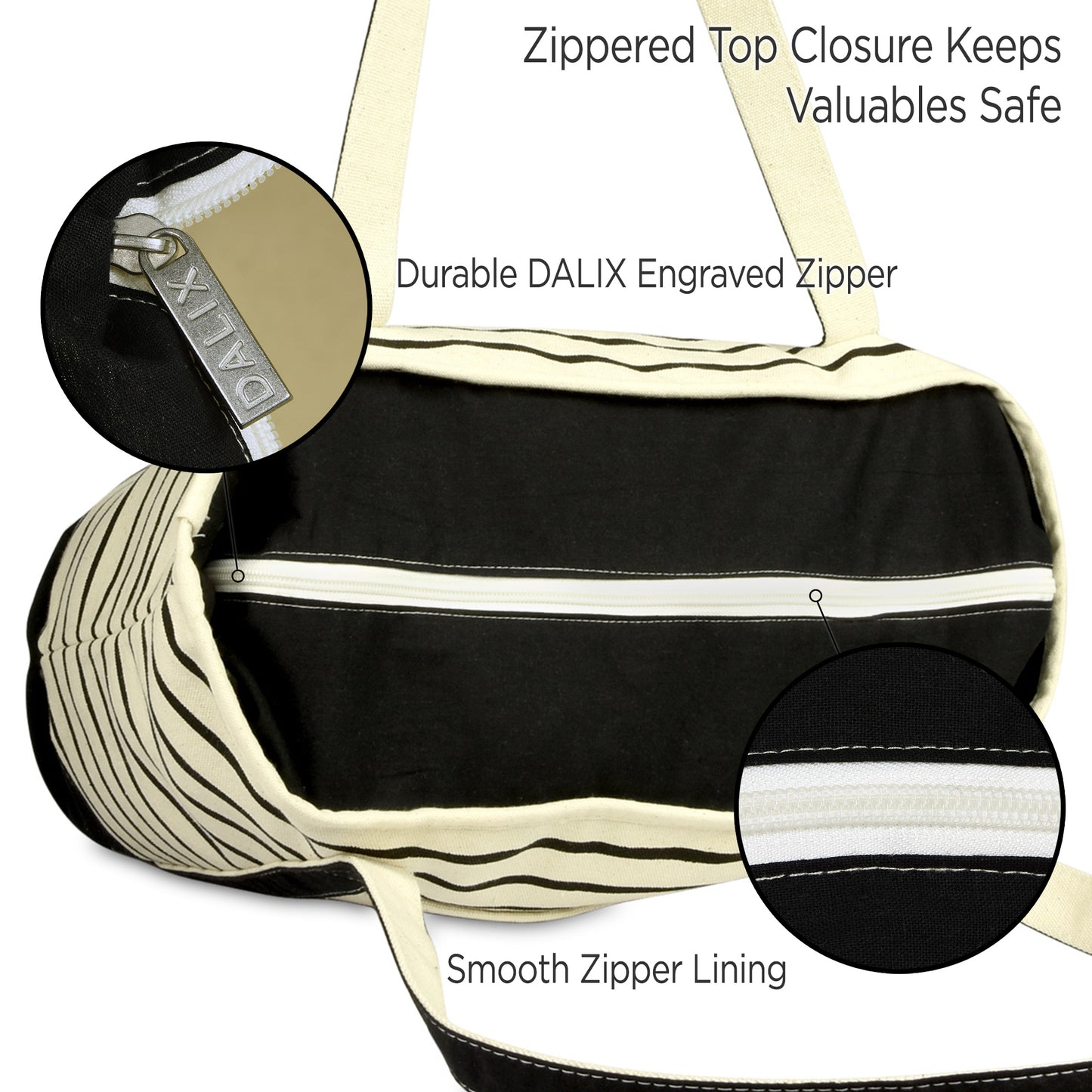 Dalix Striped D-Initial Tote Bag Womens Ballent Letter D