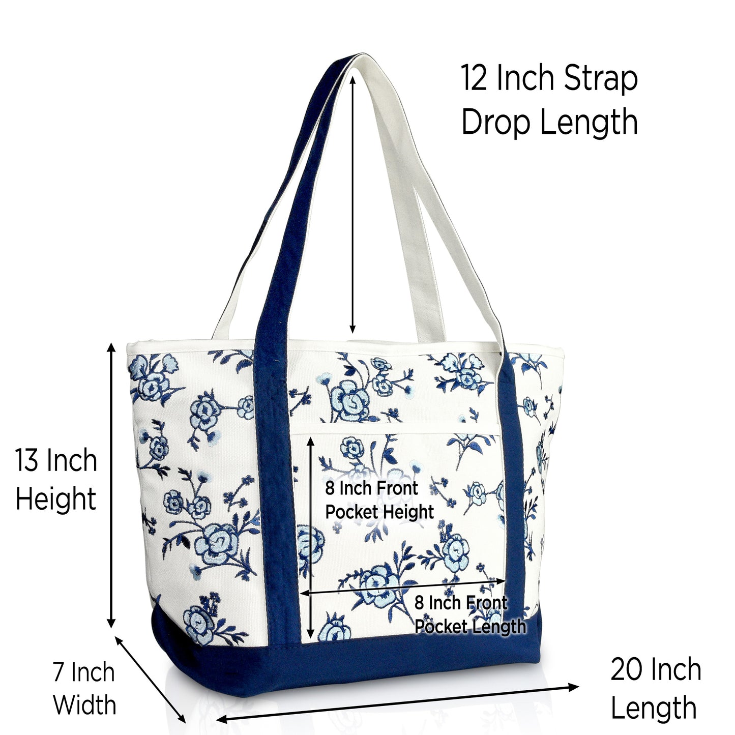 Dalix Floral Tote Bag