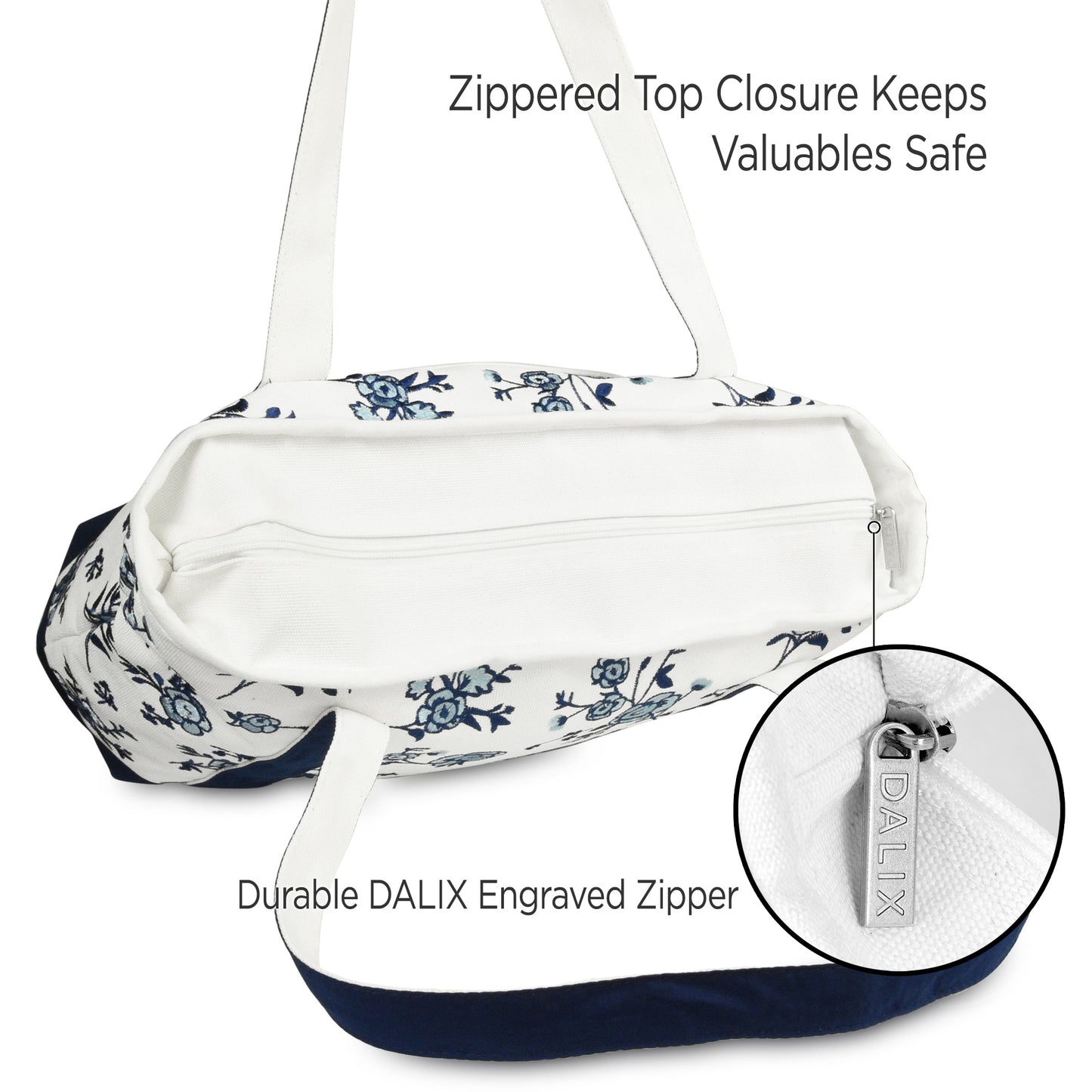 Dalix Floral Tote Bag