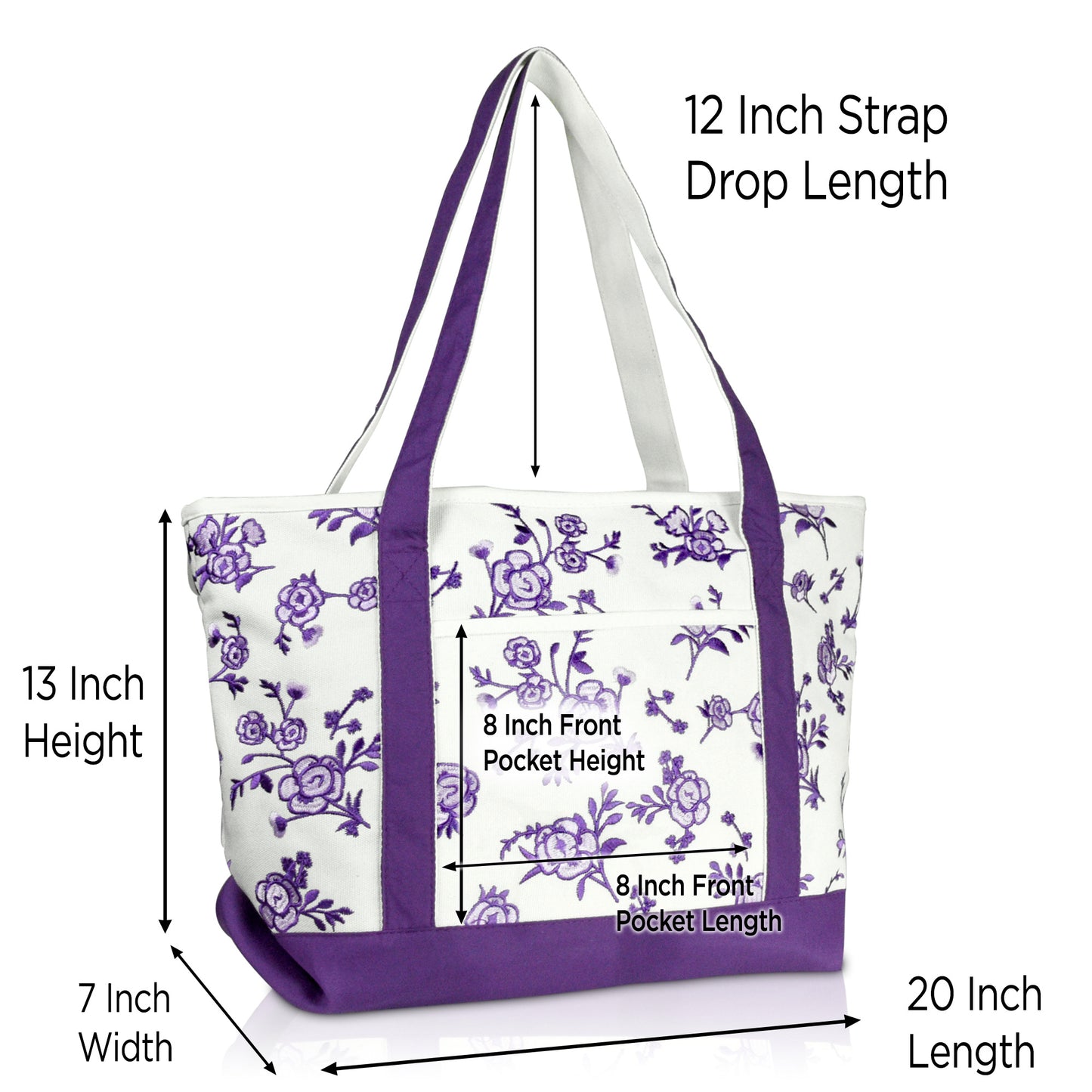 Dalix Floral Tote Bag