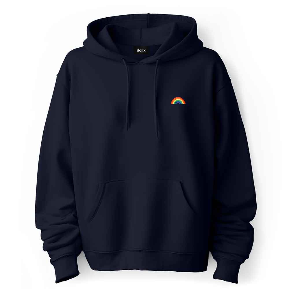 Dalix Rainbow Embroidered Fleece Zip Hoodie Cold Fall Winter Mens in Gold M Medium