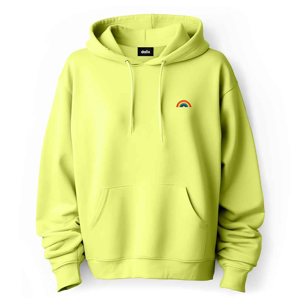 Dalix Rainbow Embroidered Fleece Zip Hoodie Cold Fall Winter Mens in Light Blue 2XL XX-Large