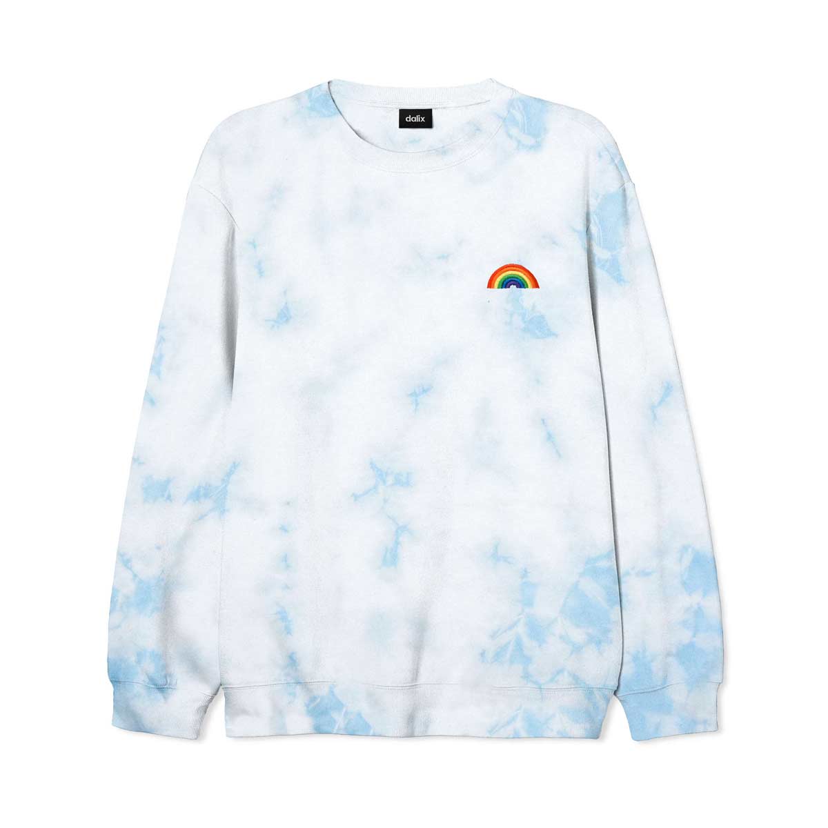 Dalix Rainbow Midweight Fleece Tie Dye Crewneck Sweatshirt