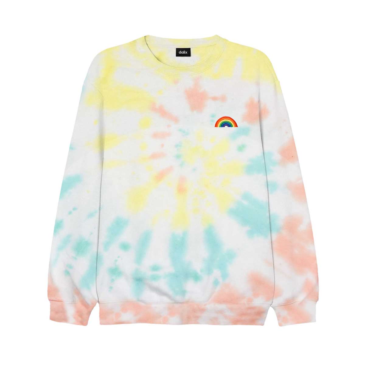 Dalix Rainbow Midweight Fleece Tie Dye Crewneck Sweatshirt