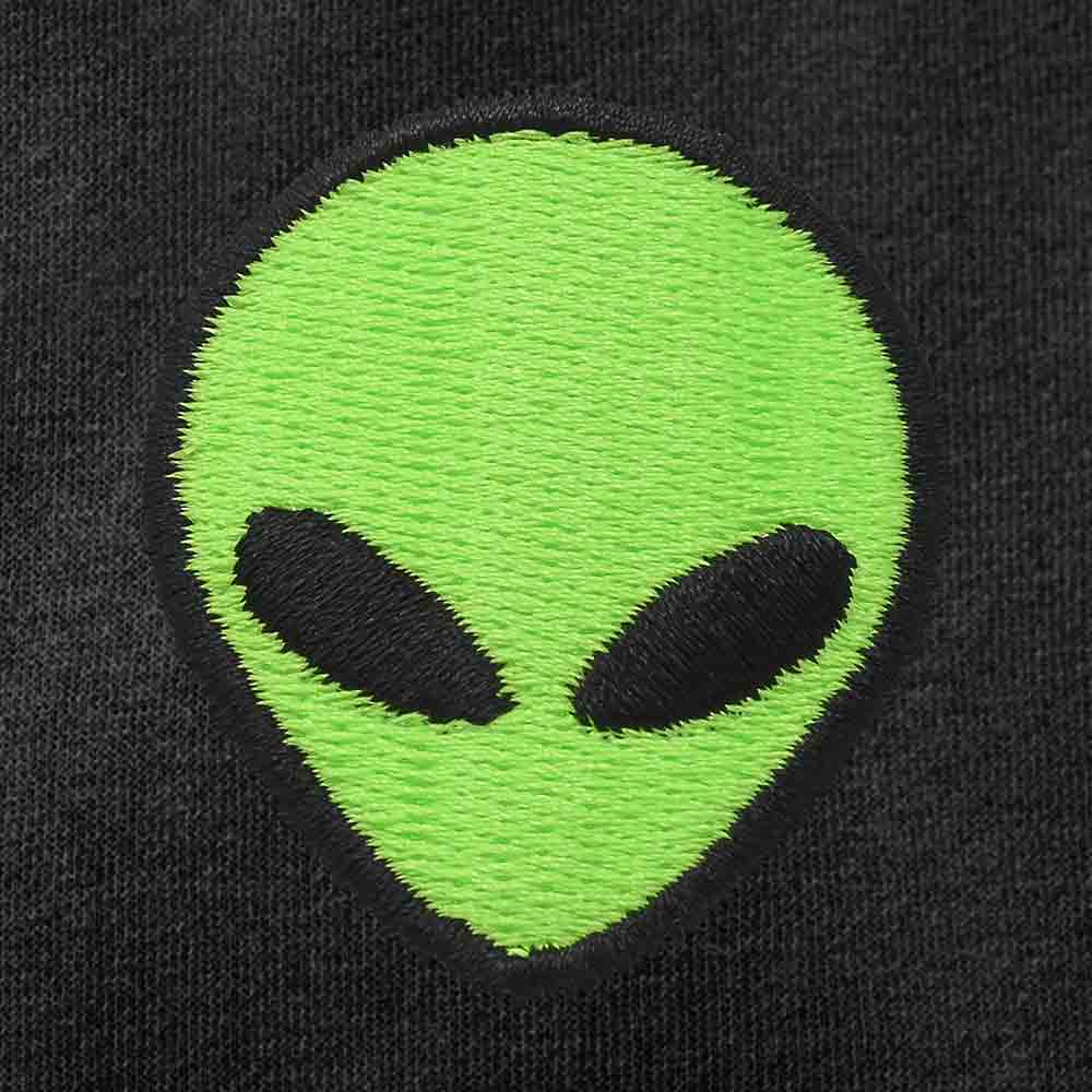 Dalix Alien Embroidered Fleece Zip Washed Hoodie Cold Fall Winter Women in Black 2XL XX-Large