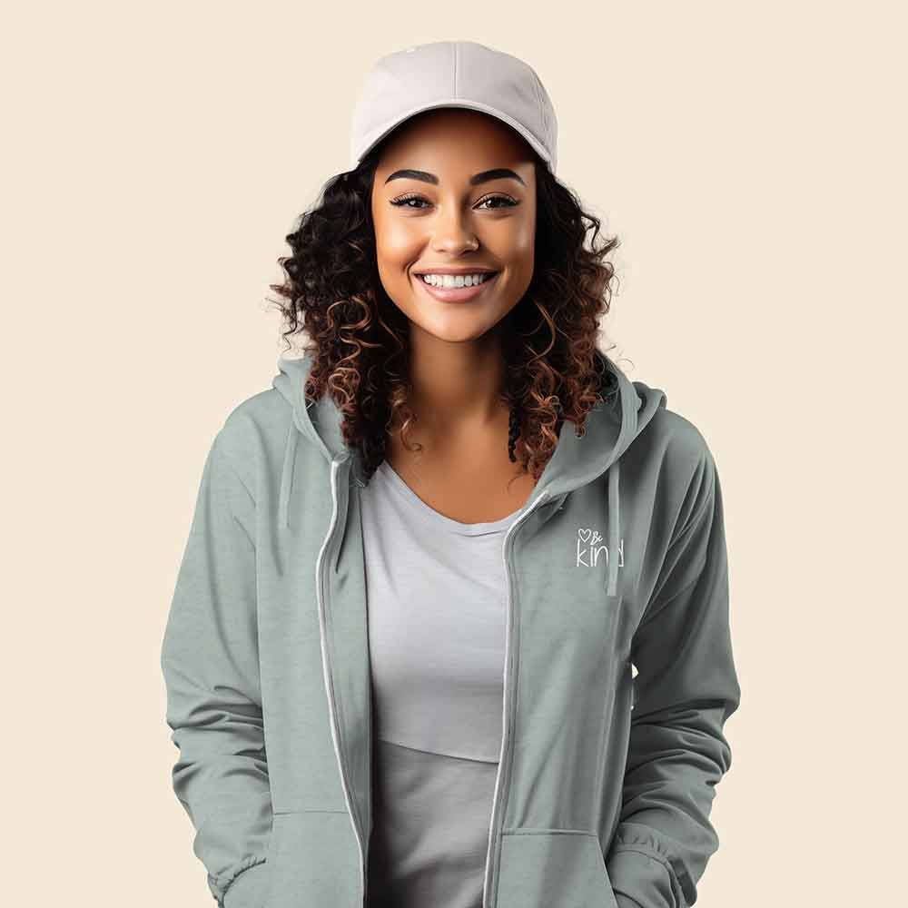 Dalix Be Kind Midweight Fleece Zip Hoodie