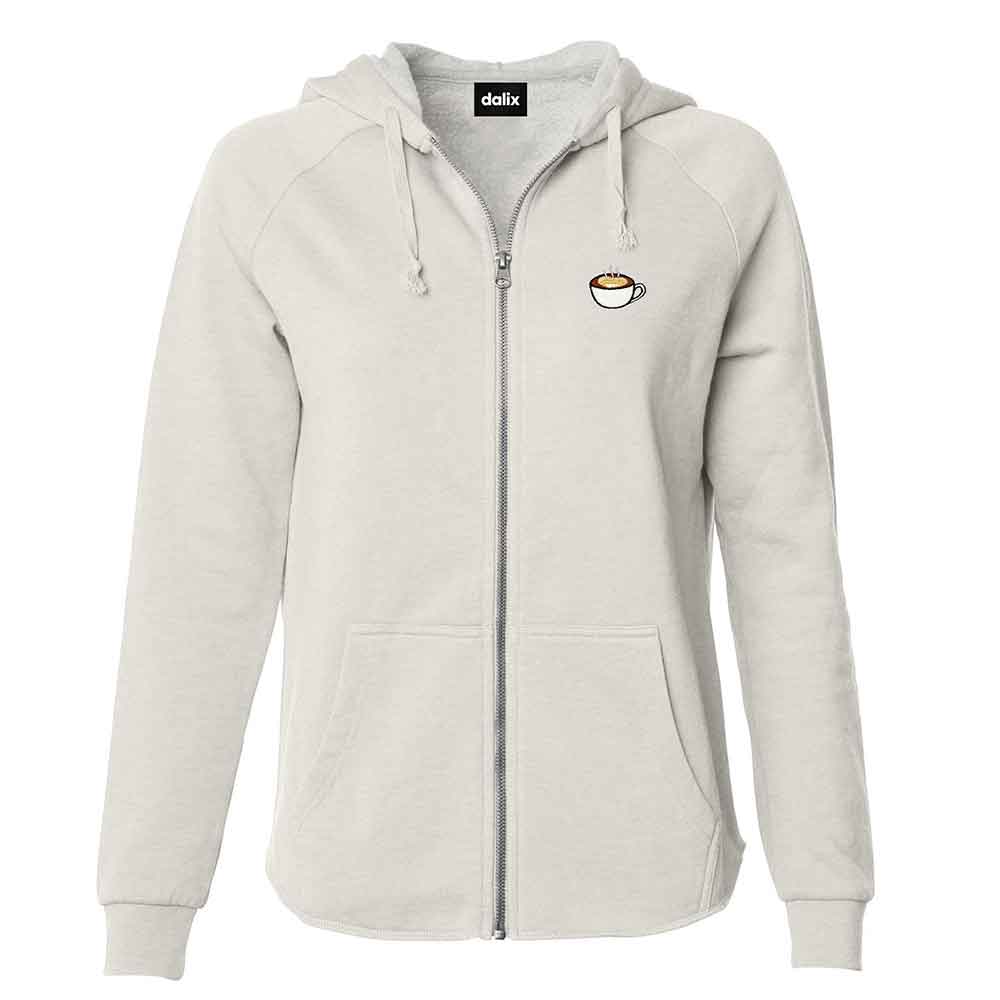 Dalix Cappuccino Midweight Fleece Raglan Sleeve Zip Hoodie