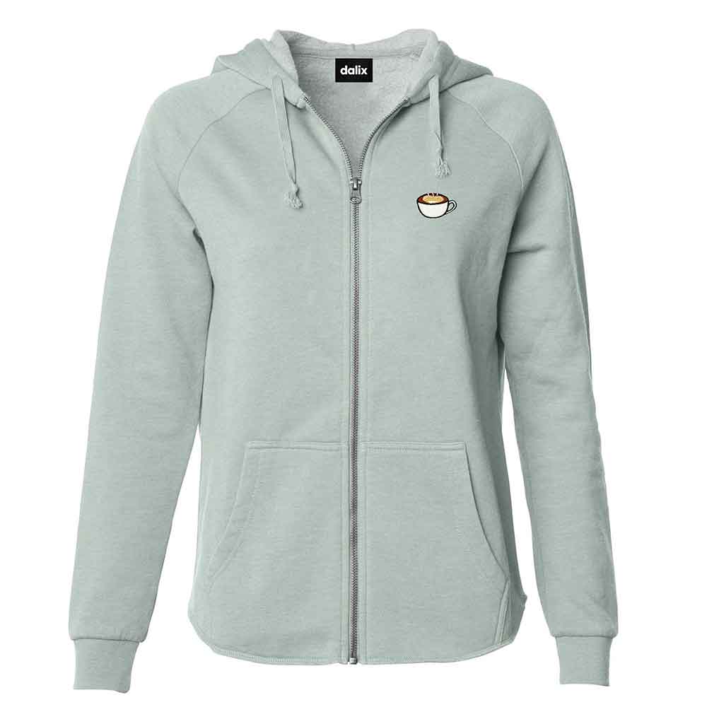 Dalix Cappuccino Midweight Fleece Raglan Sleeve Zip Hoodie