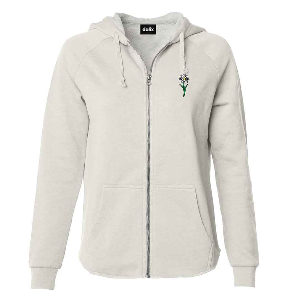 Dalix Daisy Midweight Fleece Raglan Sleeve Zip Hoodie