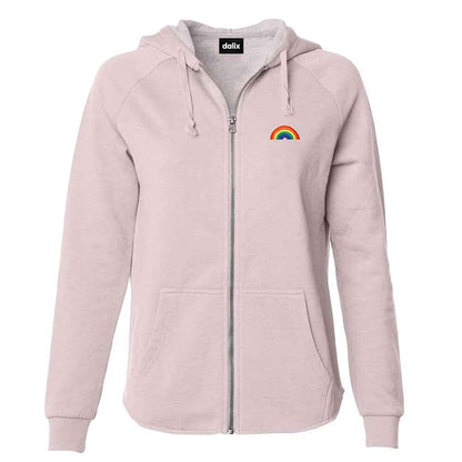 Dalix Rainbow Embroidered Fleece Zip Hoodie Cold Fall Winter Women in Shadow XS X-Small