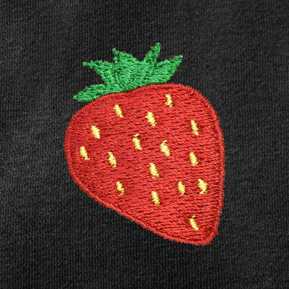 Dalix Strawberry Embroidered Fleece Zip Washed Hoodie Cold Fall Winter Women in Black 2XL XX-Large