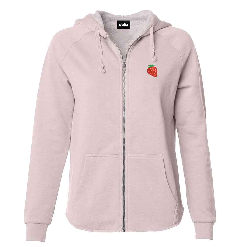 Dalix Strawberry Washed Zip Hoodie