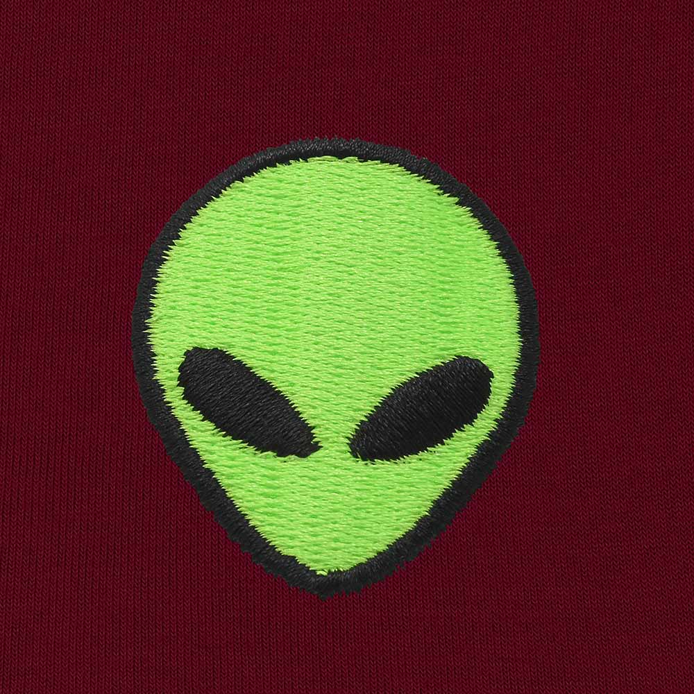Dalix Alien Embroidered Zip Hoodie Fleece Long Sleeve Pocket Warm Soft Mens in Maroon 2XL XX-Large